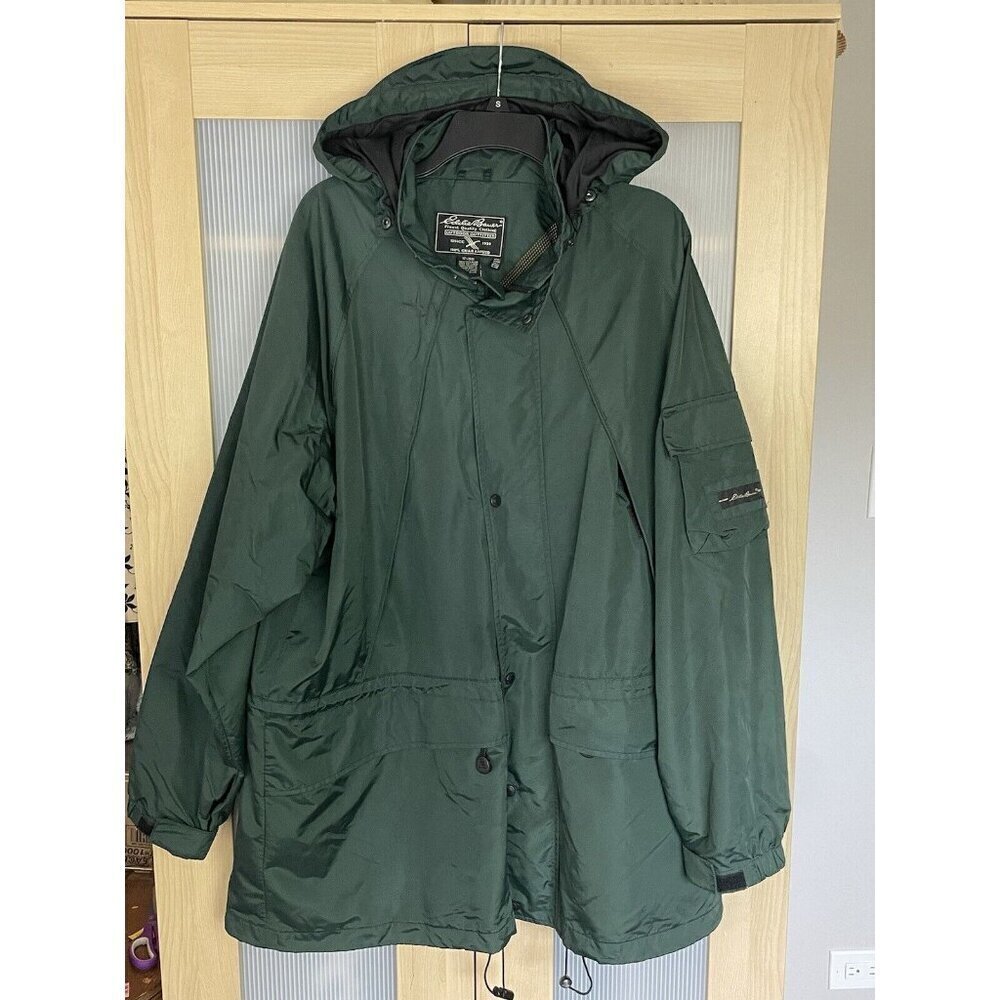 Eddie Bauer Jacket Men Sz L Forest Green Windbreaker Anorak Hunting Winter Fall
